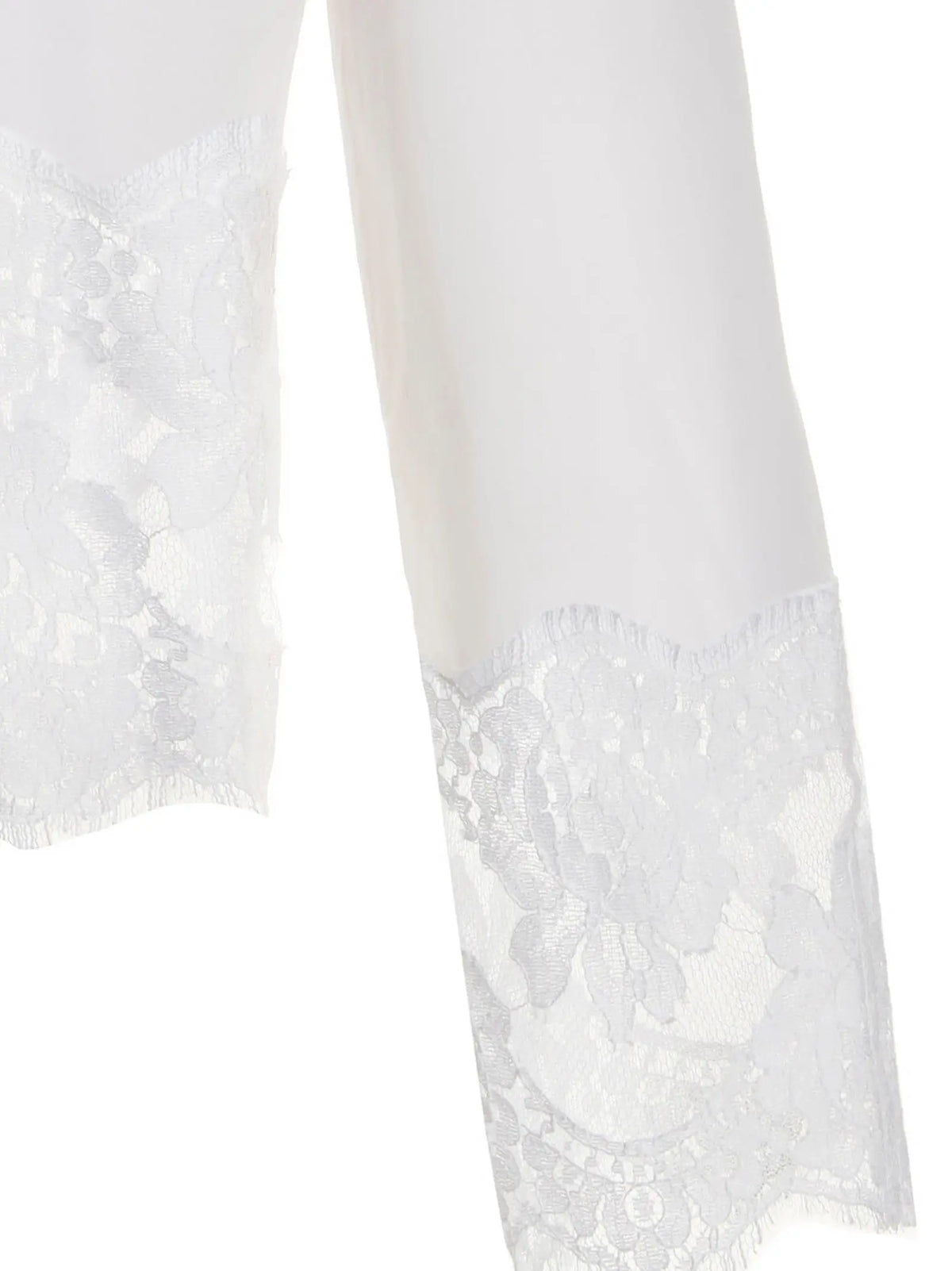 Manche de blouse en coton blanc dolce & gabbana avec dentelle blanche et motifs floraux délicats