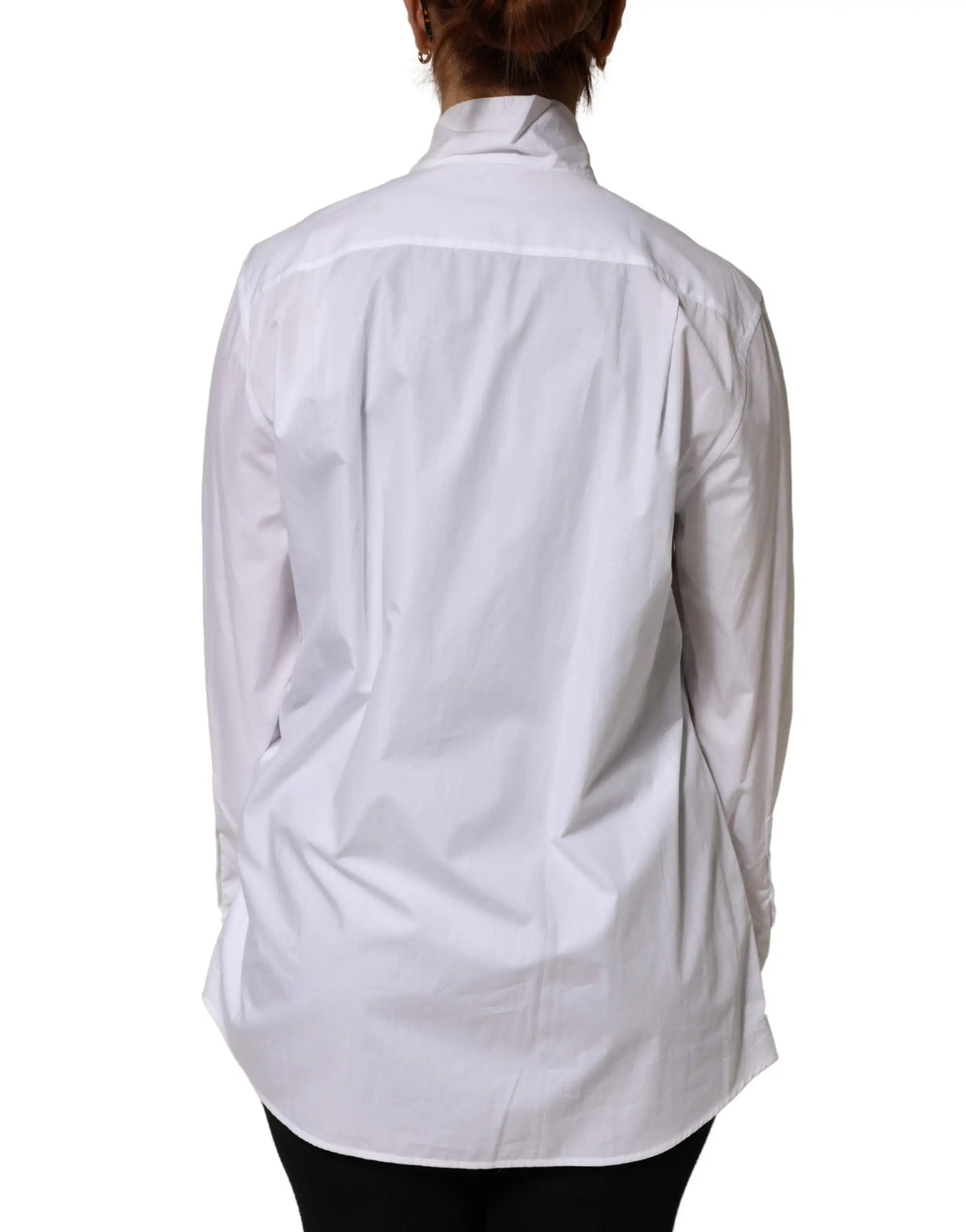 Chemise blanche dolce & gabbana en coton avec manches longues et col rigide à coupe ajustée