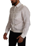 Chemise blanche dolce gabbana homme en coton à manches longues boutonnée avec coupe ajustée et coutures subtiles