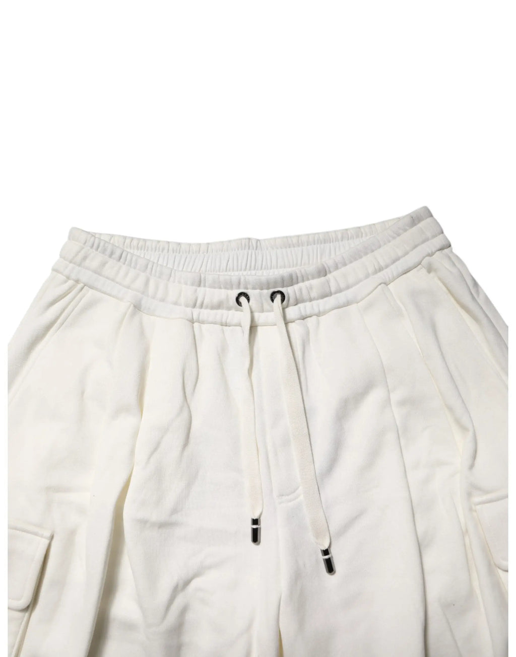 Pantalon cargo crème dolce & gabbana en coton avec taille élastique et cordon assorti bermuda sweatshorts