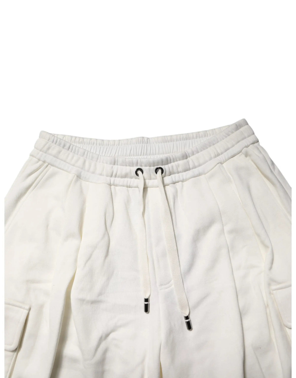 Pantalon cargo crème dolce & gabbana en coton avec taille élastique et cordon assorti bermuda sweatshorts