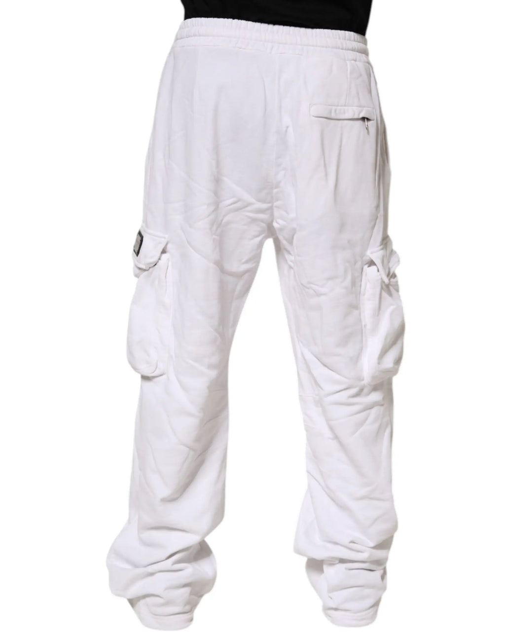 Pantalon cargo blanc dolce & gabbana en coton avec plusieurs poches et coupe droite effilée