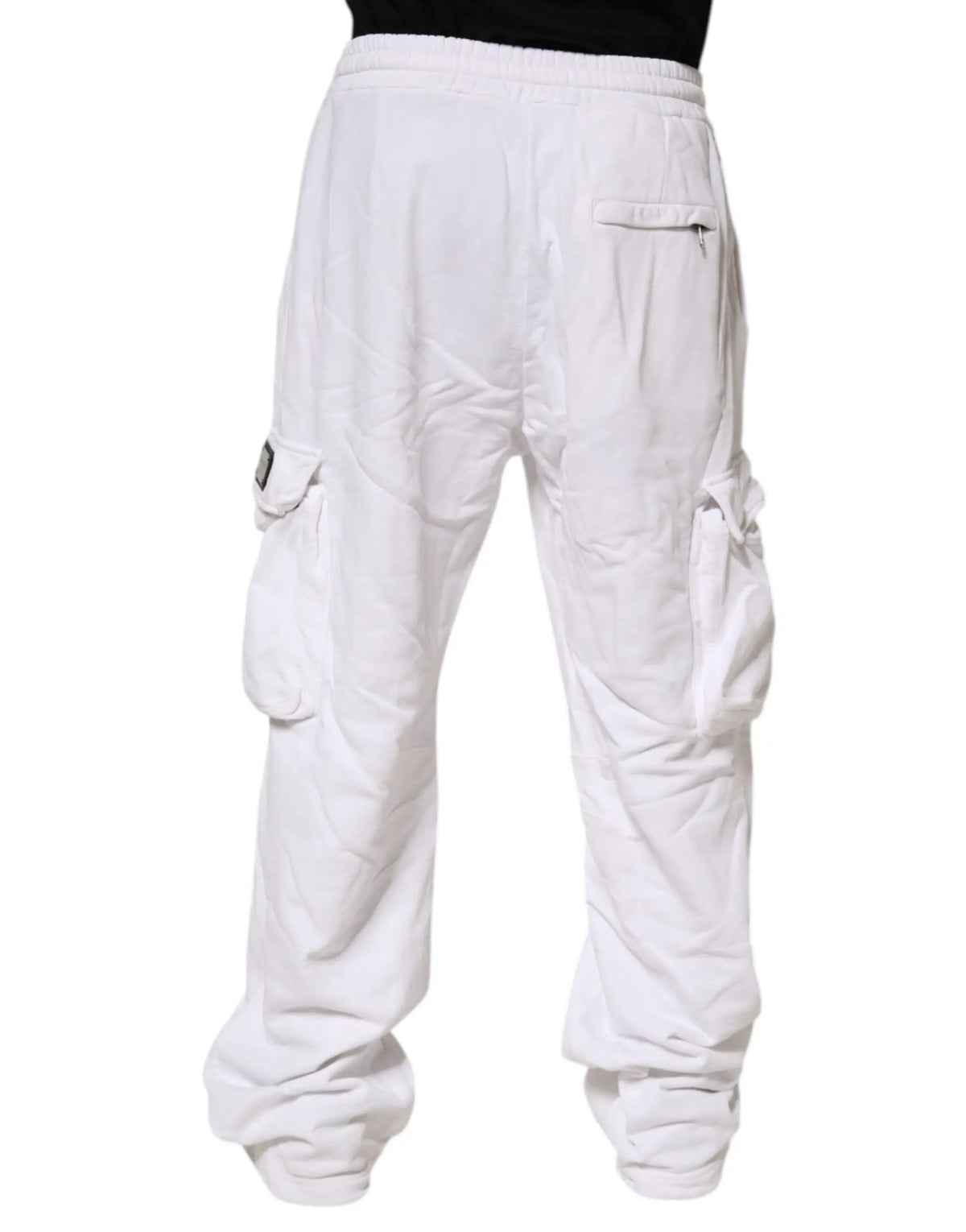 Pantalon cargo blanc dolce & gabbana en coton avec plusieurs poches et coupe droite effilée
