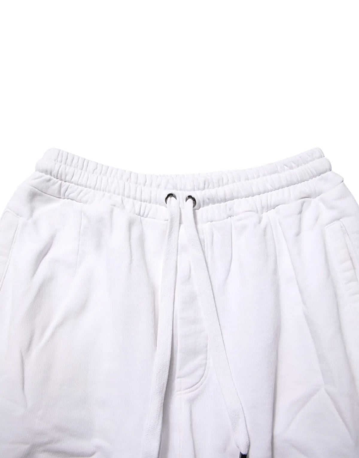 Pantalon cargo dolce & gabbana blanc en coton avec taille élastique et œillets métalliques noirs