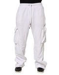 Pantalon cargo blanc dolce & gabbana en coton avec poches latérales multiples et taille à cordon de serrage