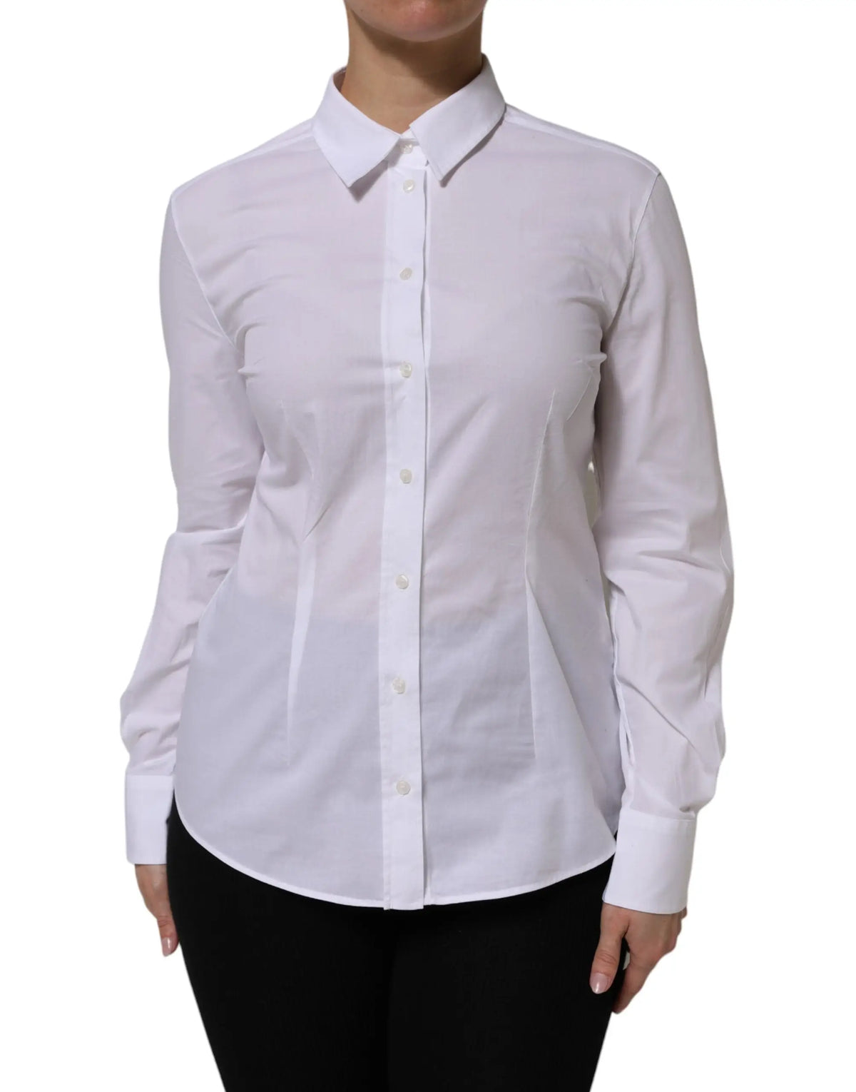 Chemise blanche dolce & gabbana en coton avec col classique manches longues et boutons sur le devant
