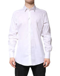 Dolce & gabbana chemise formelle blanche en coton avec col classique manches longues et détails de couture subtils