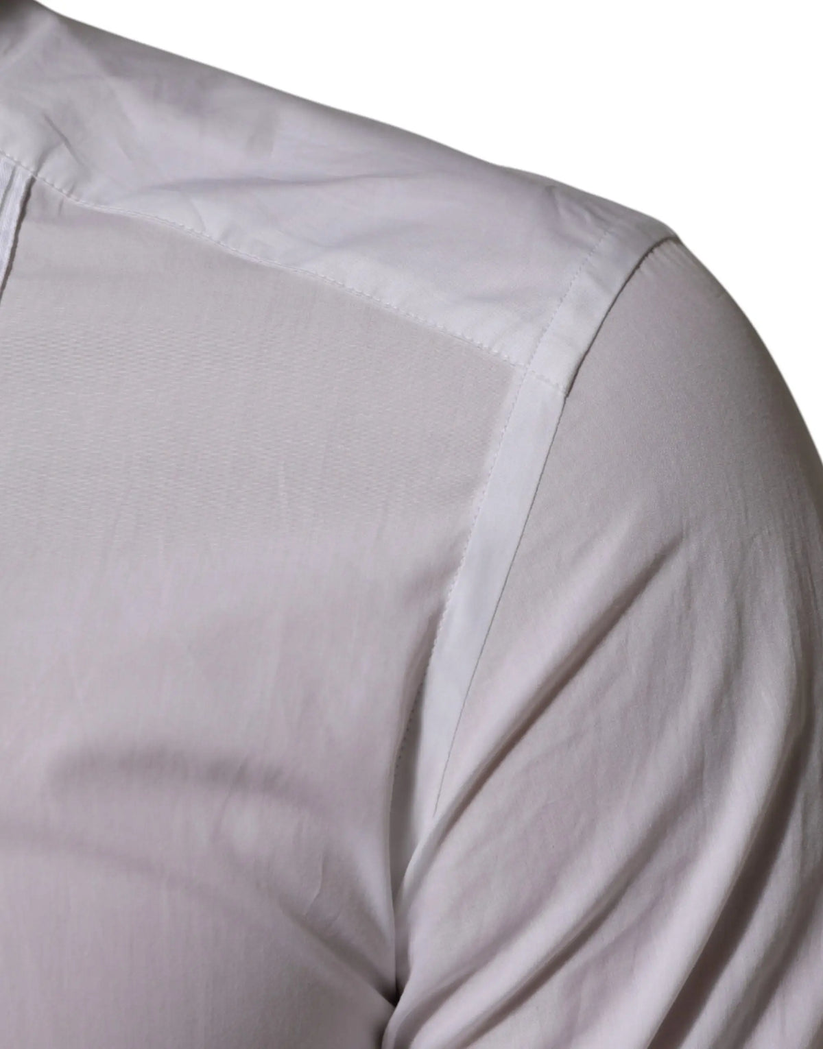 Chemise blanche en coton dolce & gabbana à col tailleur et couture nette manches longues gold