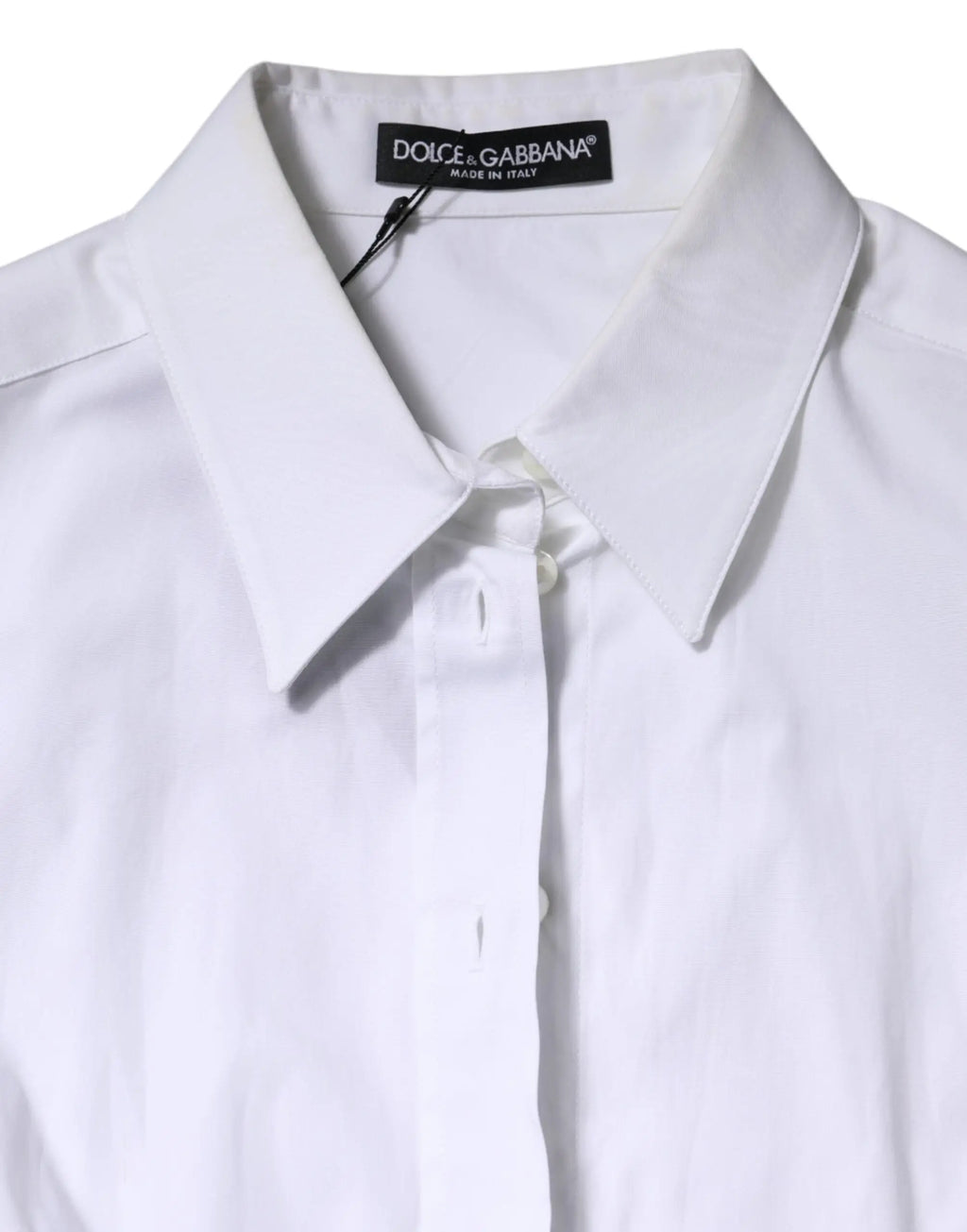 Chemise blanche dolce gabbana en coton à col net et manches longues au design minimaliste élégant