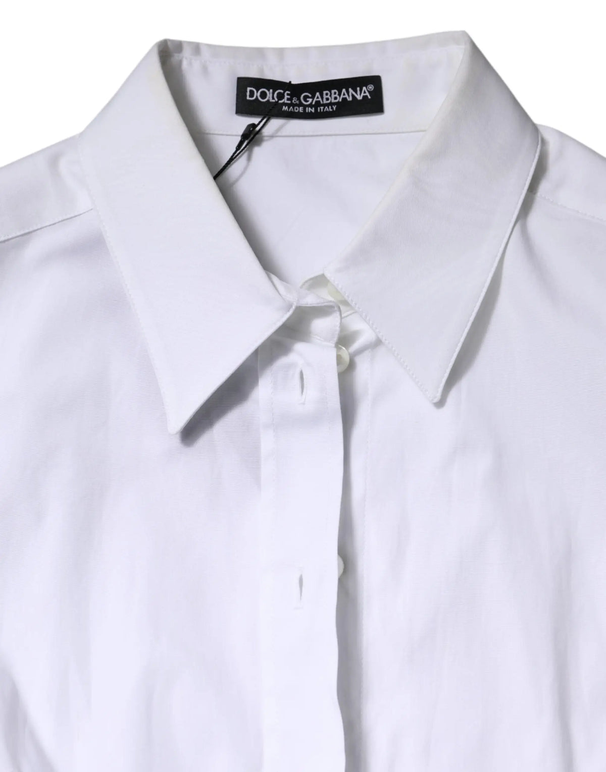 Chemise blanche dolce gabbana en coton à col net et manches longues au design minimaliste élégant