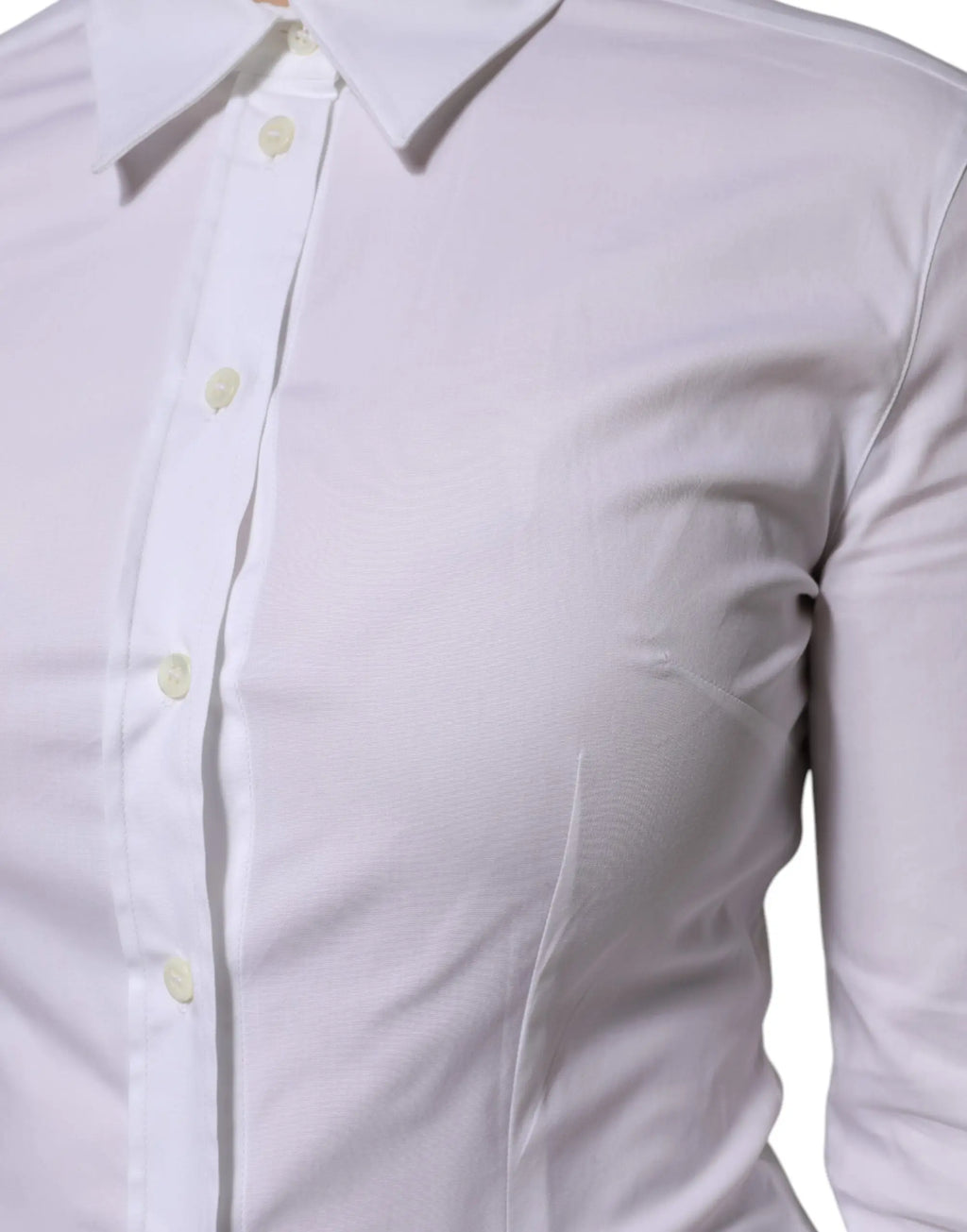 Chemise blanche en coton dolce gabbana à manches longues avec col classique et boutons assortis lumineux