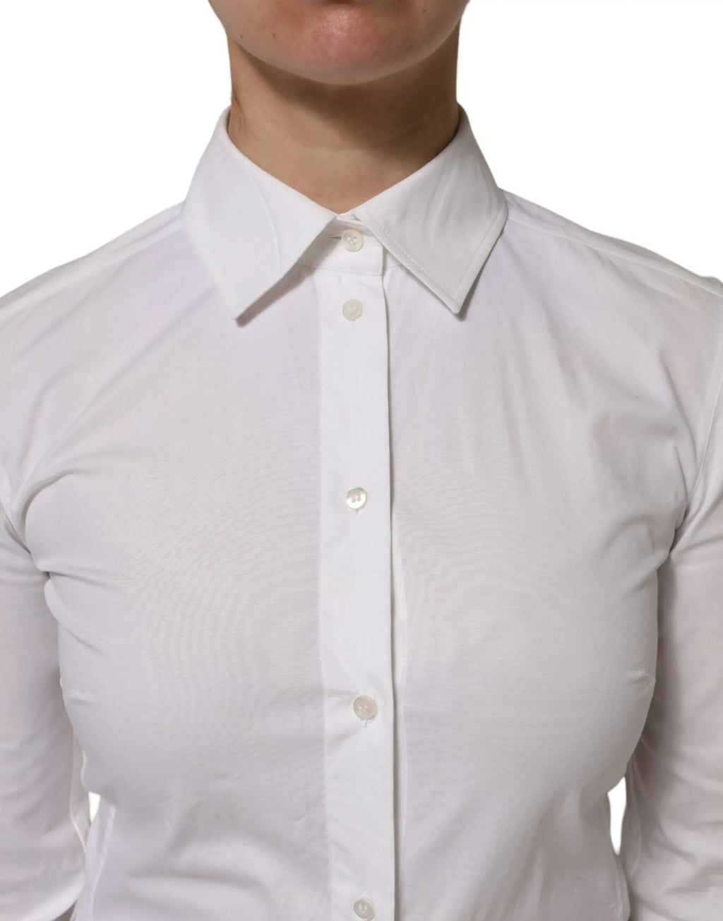 Blouse blanche dolce & gabbana en coton avec col rigide et boutons assortis manches longues