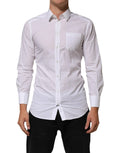 Chemise homme blanche dolce & gabbana en coton à manches longues col classique poche poitrine boutonnée