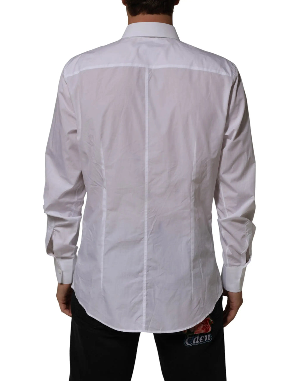 Chemise d homme blanche dolce gabbana en coton avec col net et plis subtils dans le dos
