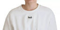 Sweatshirt dolce gabbana blanc en coton avec logo noir petit sur la poitrine corset stretch