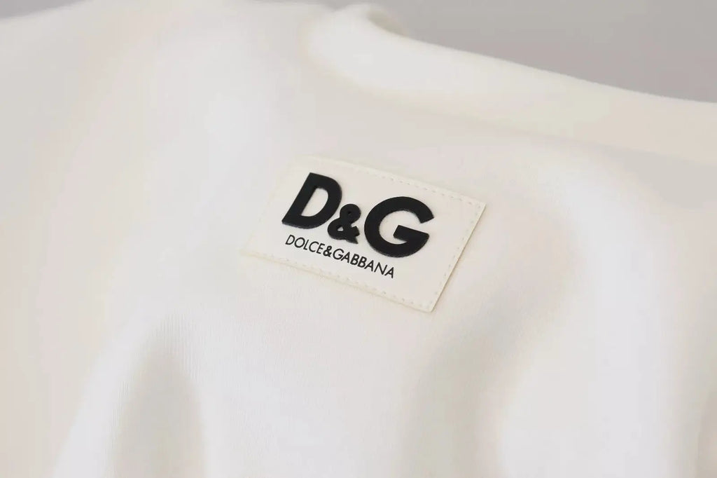 Patch logo blanc dolce & gabbana avec texte noir d&g sur corset blanc en coton stretch pour femme