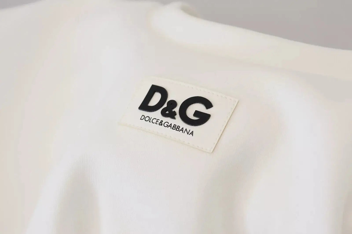 Patch logo blanc dolce & gabbana avec texte noir d&g sur corset blanc en coton stretch pour femme