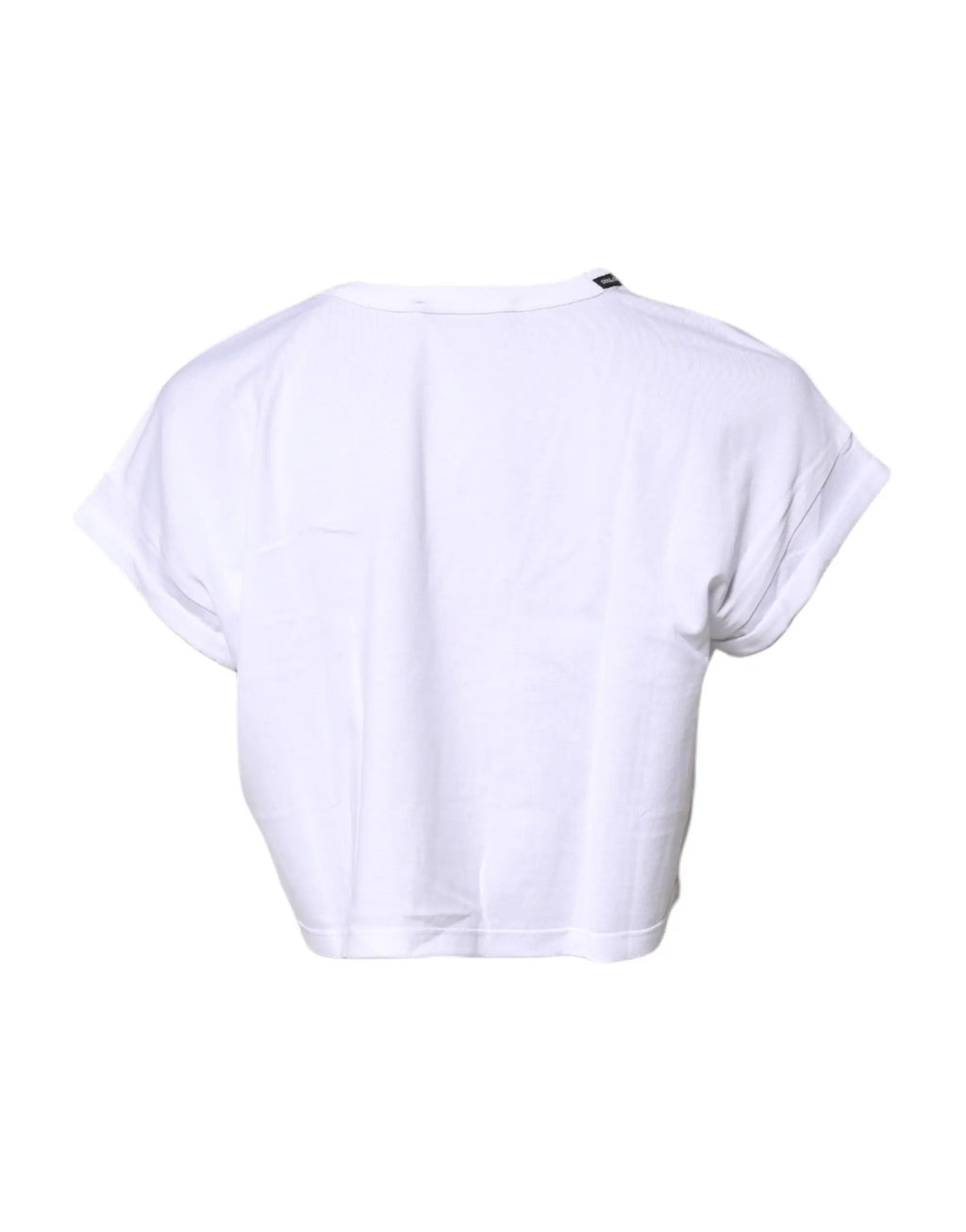 T-shirt blanc cropped en coton dolce & gabbana avec manches courtes légèrement bouffantes et col rond