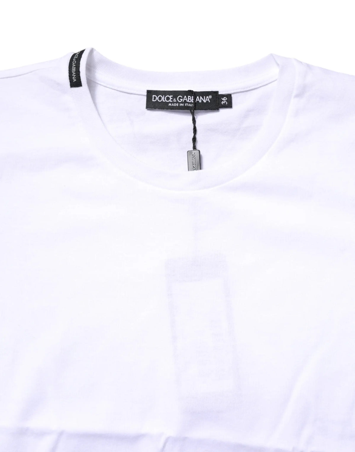 T-shirt blanc dolce & gabbana en coton avec col rond classique et étiquette noire made in italy