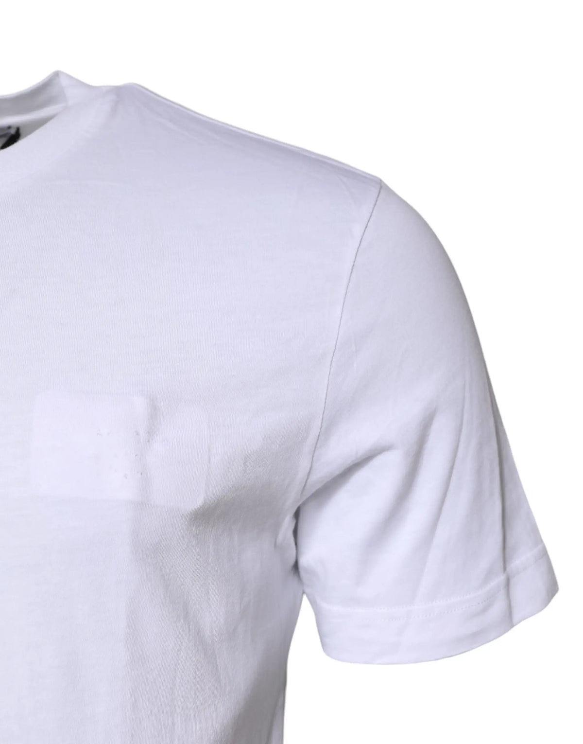 T-shirt blanc dolce & gabbana en coton avec col rond, manches courtes, poche poitrine discrète et coutures soignées