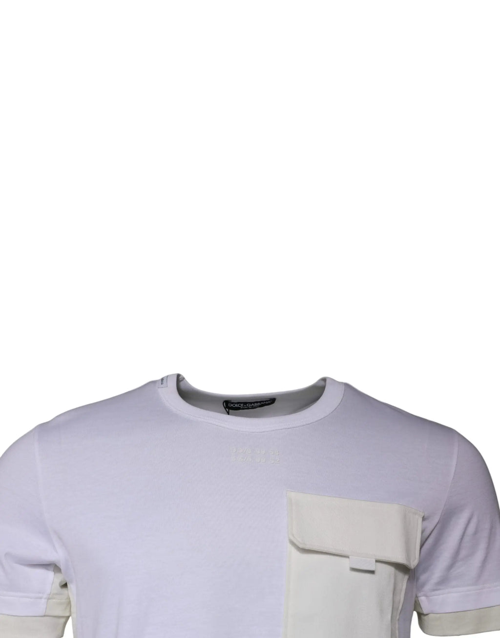 T-shirt blanc en coton dolce & gabbana avec poche contrastante beige et manches courtes à col rond