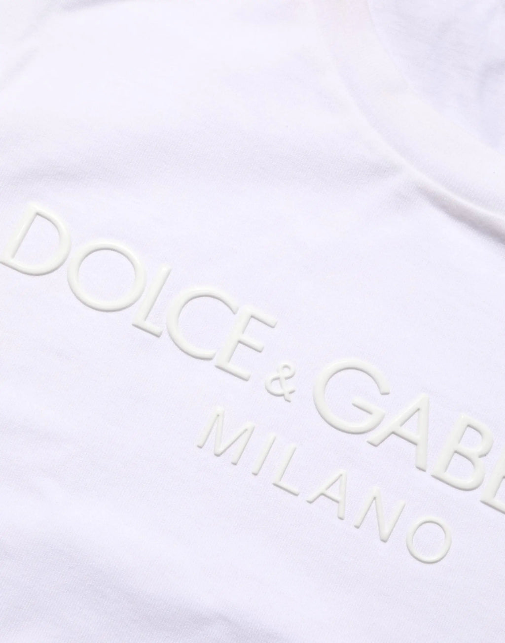 T-shirt blanc dolce & gabbana milano en coton avec logo embossé col rond manches courtes