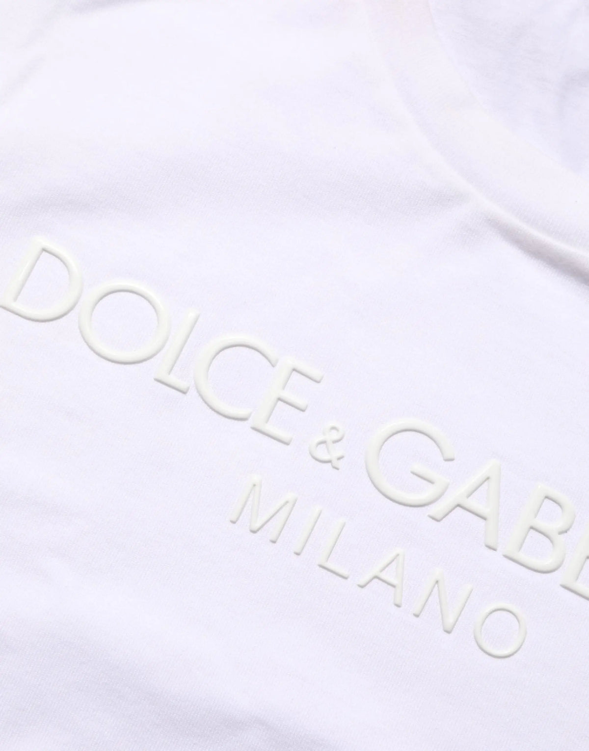 T-shirt blanc dolce & gabbana milano en coton avec logo embossé col rond manches courtes