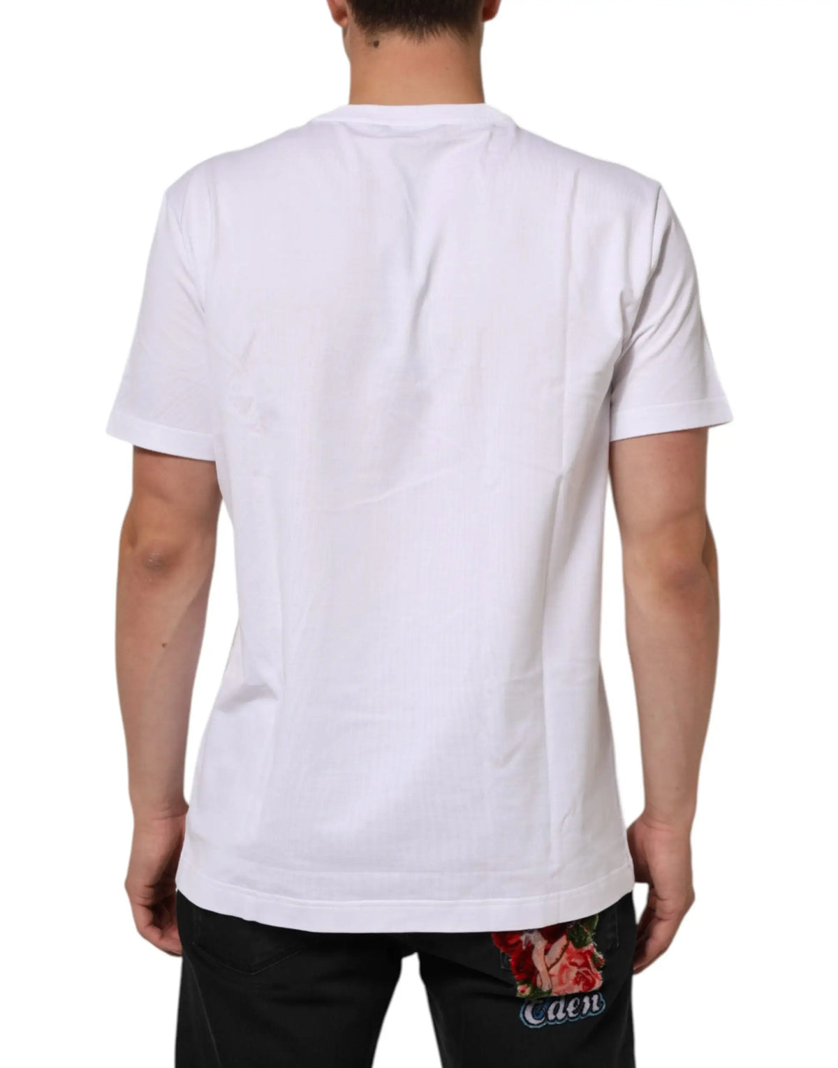 T-shirt blanc en coton dolce & gabbana avec col rond côtelé discret et manches courtes