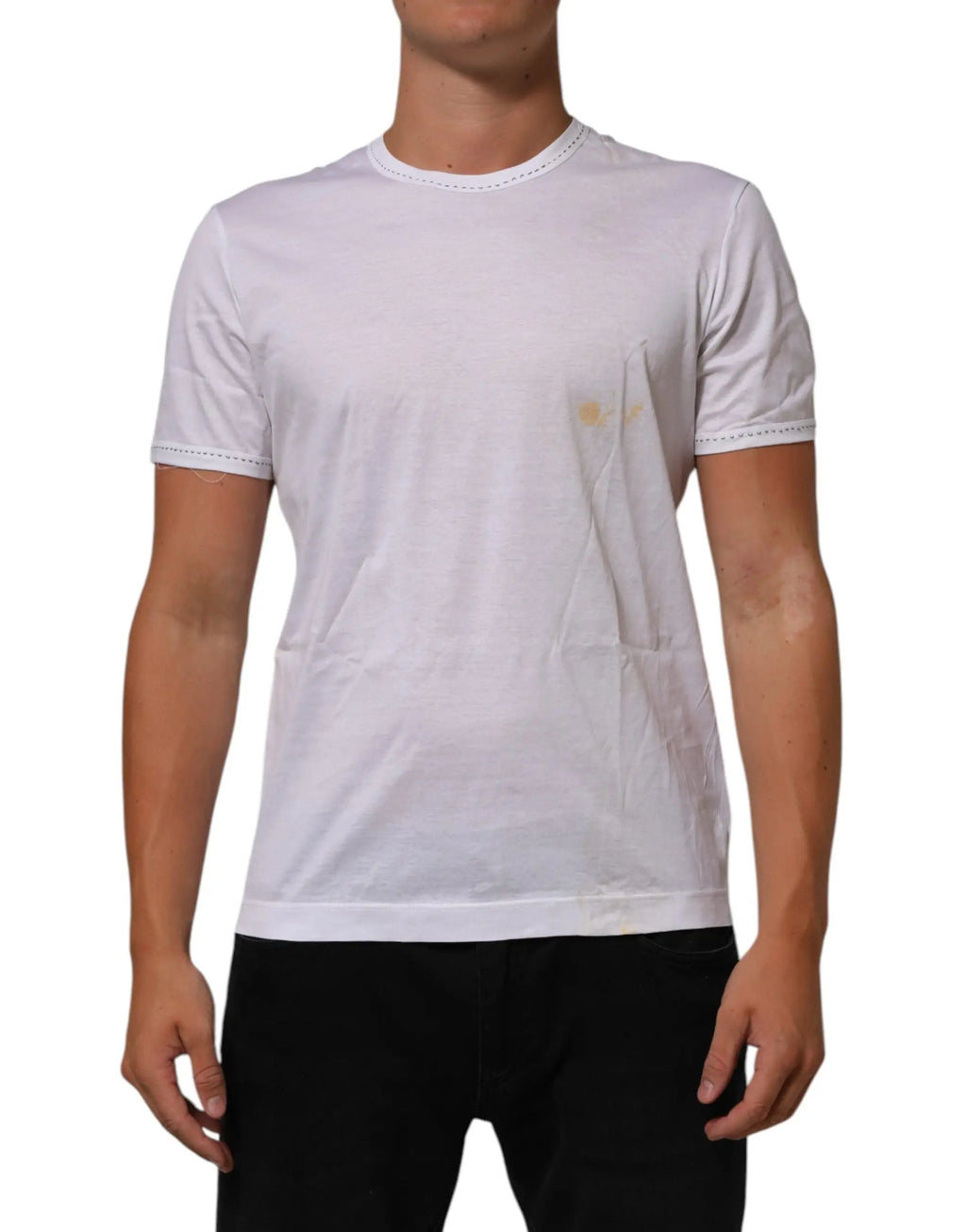 Dolce & gabbana t-shirt blanc en coton avec coutures discrètes au niveau du col et des manches