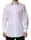 Chemise formelle blanche en coton dolce & gabbana avec col orné noir à manches longues