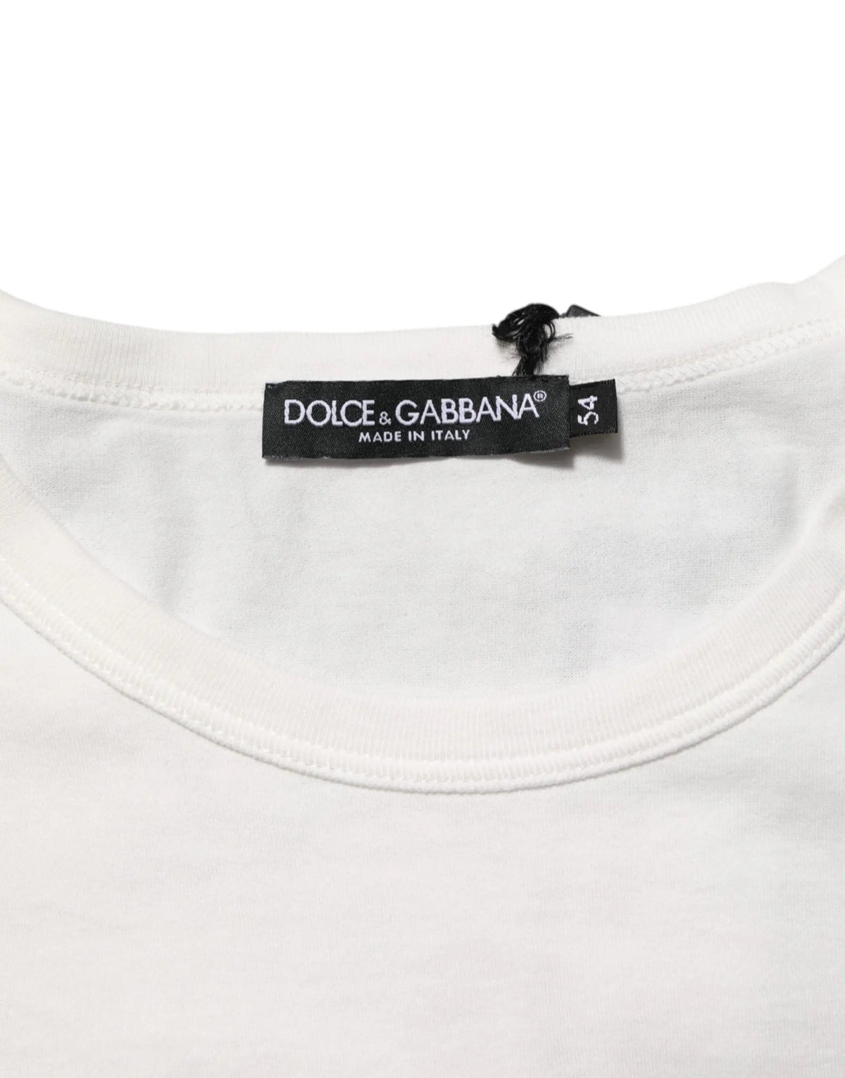 Dolce & gabbana t-shirt homme blanc en coton avec logo dg embossé et étiquette made in italy taille 34