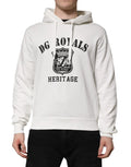 Dolce & gabbana sweat à capuche blanc en coton avec imprimé dg royals et écusson lions sur le devant