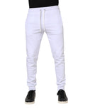 Pantalon jogging blanc en coton dolce gabbana avec taille à cordon et poignets côtelés