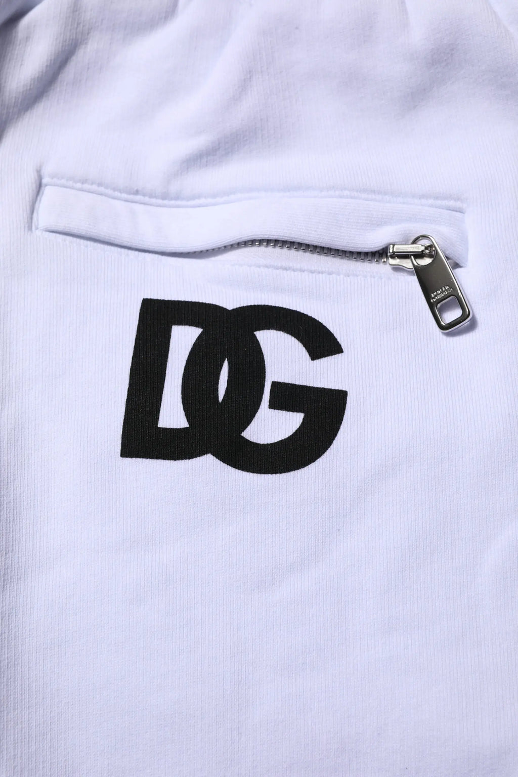 Sweatshirt blanc en coton côtelé avec logo dg noir et poche zippée assortie pour pantalon de jogging dolce & gabbana