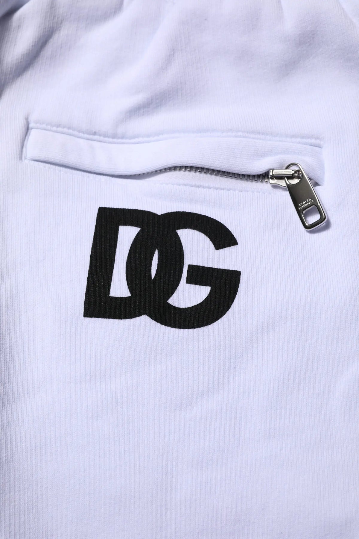 Sweatshirt blanc en coton côtelé avec logo dg noir et poche zippée assortie pour pantalon de jogging dolce & gabbana