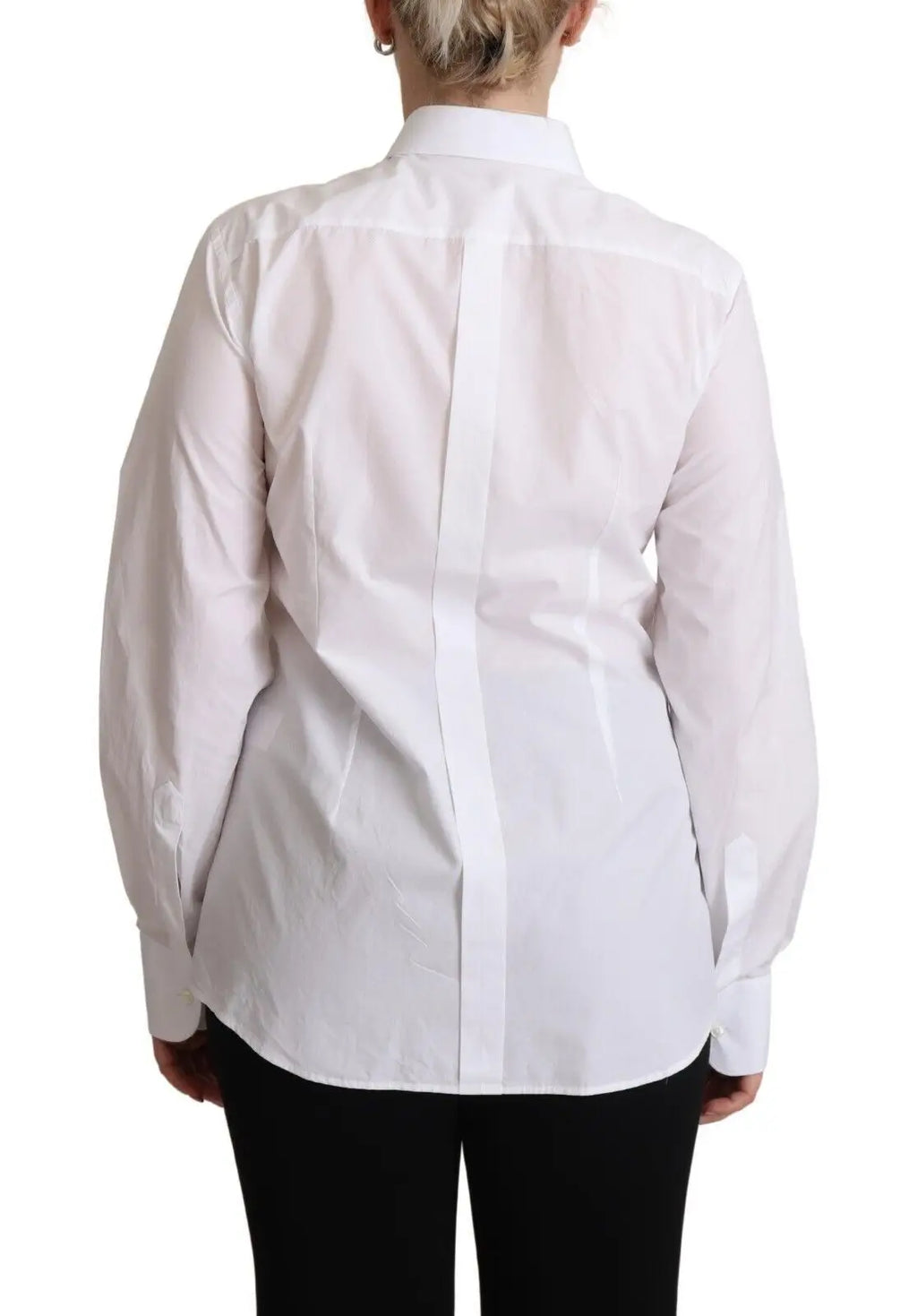 Chemise blanche dolce & gabbana en coton avec col classique et manches longues adaptée pour robe élégante