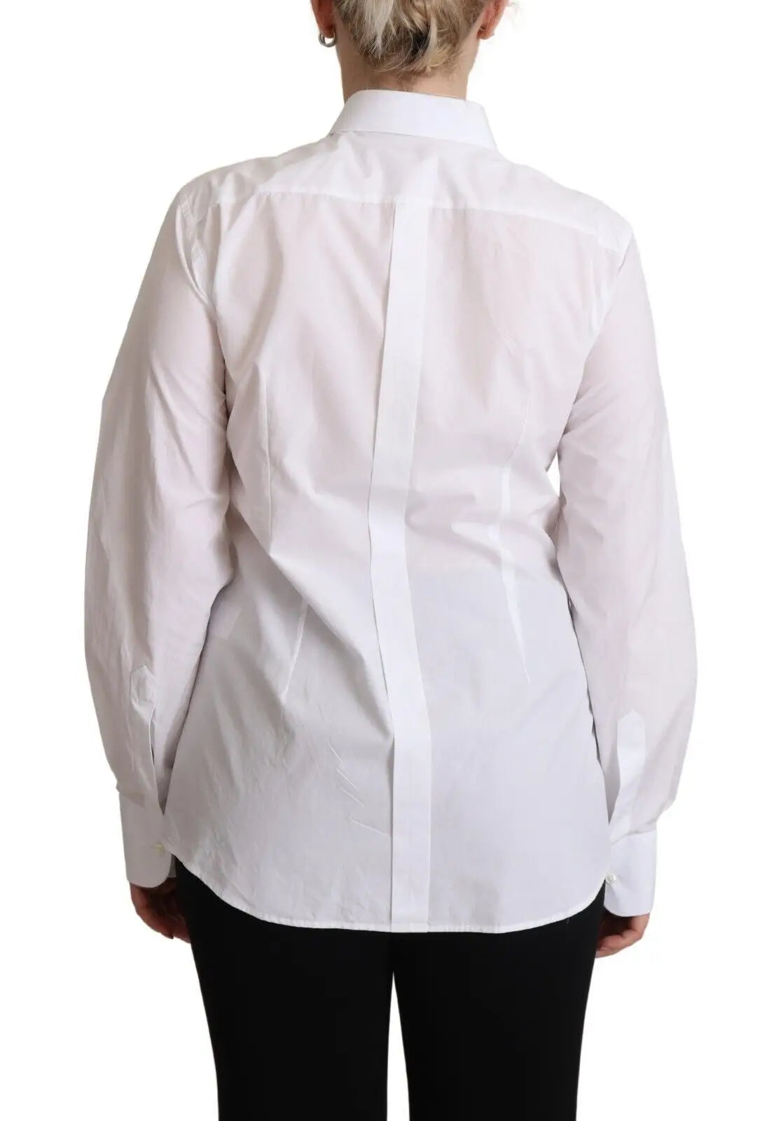 Chemise blanche dolce & gabbana en coton avec col classique et manches longues adaptée pour robe élégante