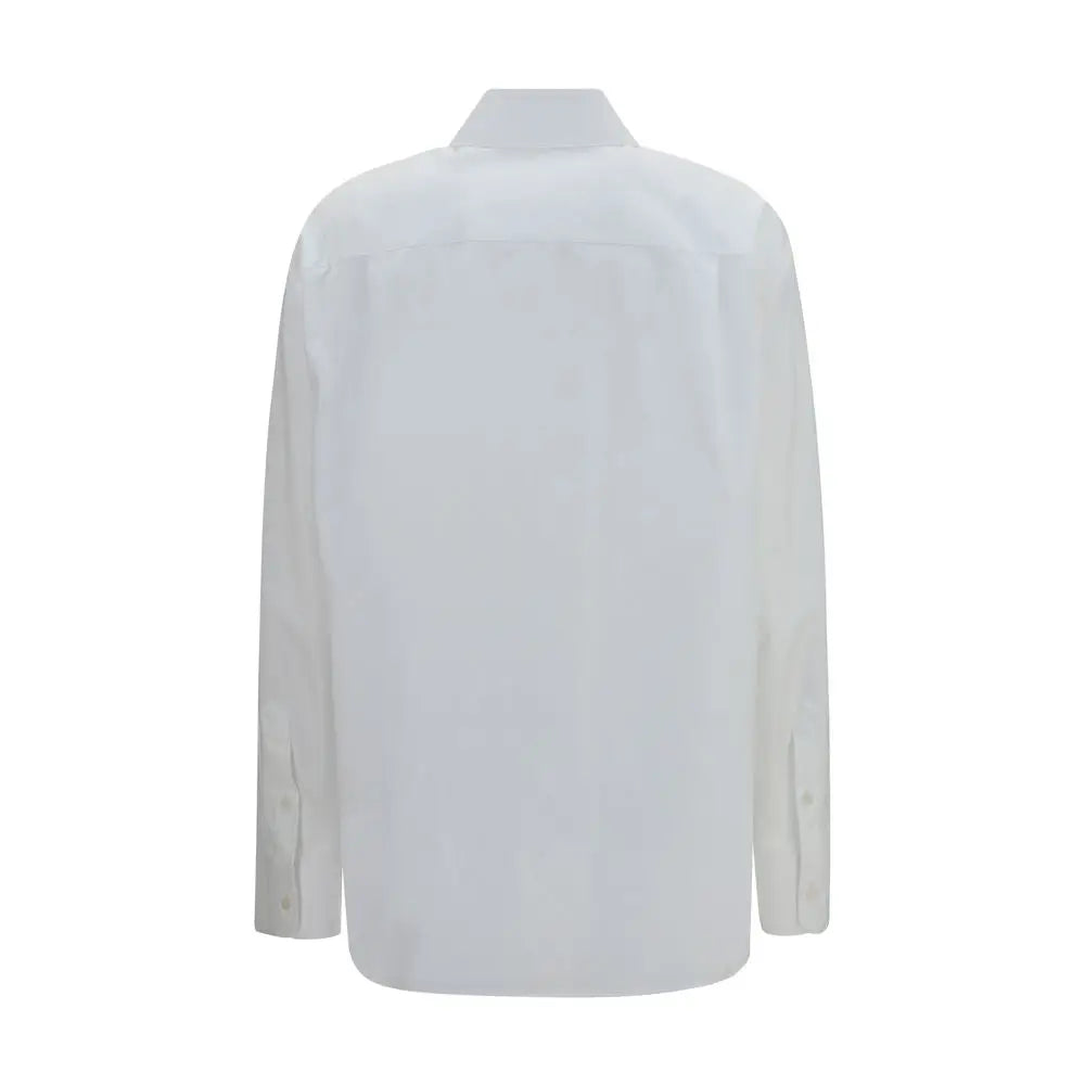 Chemise blanche dolce & gabbana en coton à manches longues avec col classique et coutures nettes