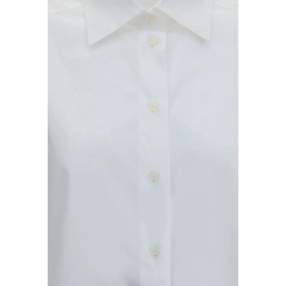 Chemise blanche en coton dolce gabbana avec col classique et boutons crème assortis
