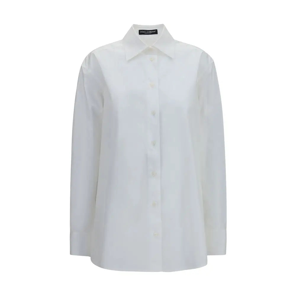 Chemise blanche dolce & gabbana en coton avec col classique et manches longues pour homme