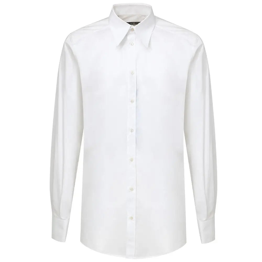 Chemise blanche pour homme dolce & gabbana en coton avec col pointu classique et boutonnage devant
