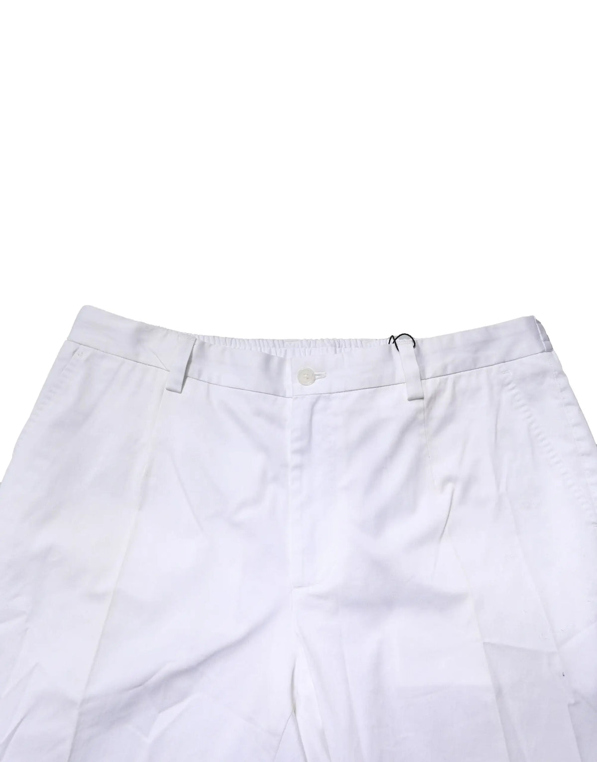 Pantalon slim blanc en coton dolce & gabbana avec plis, bouton et passants pour ceinture, style formel