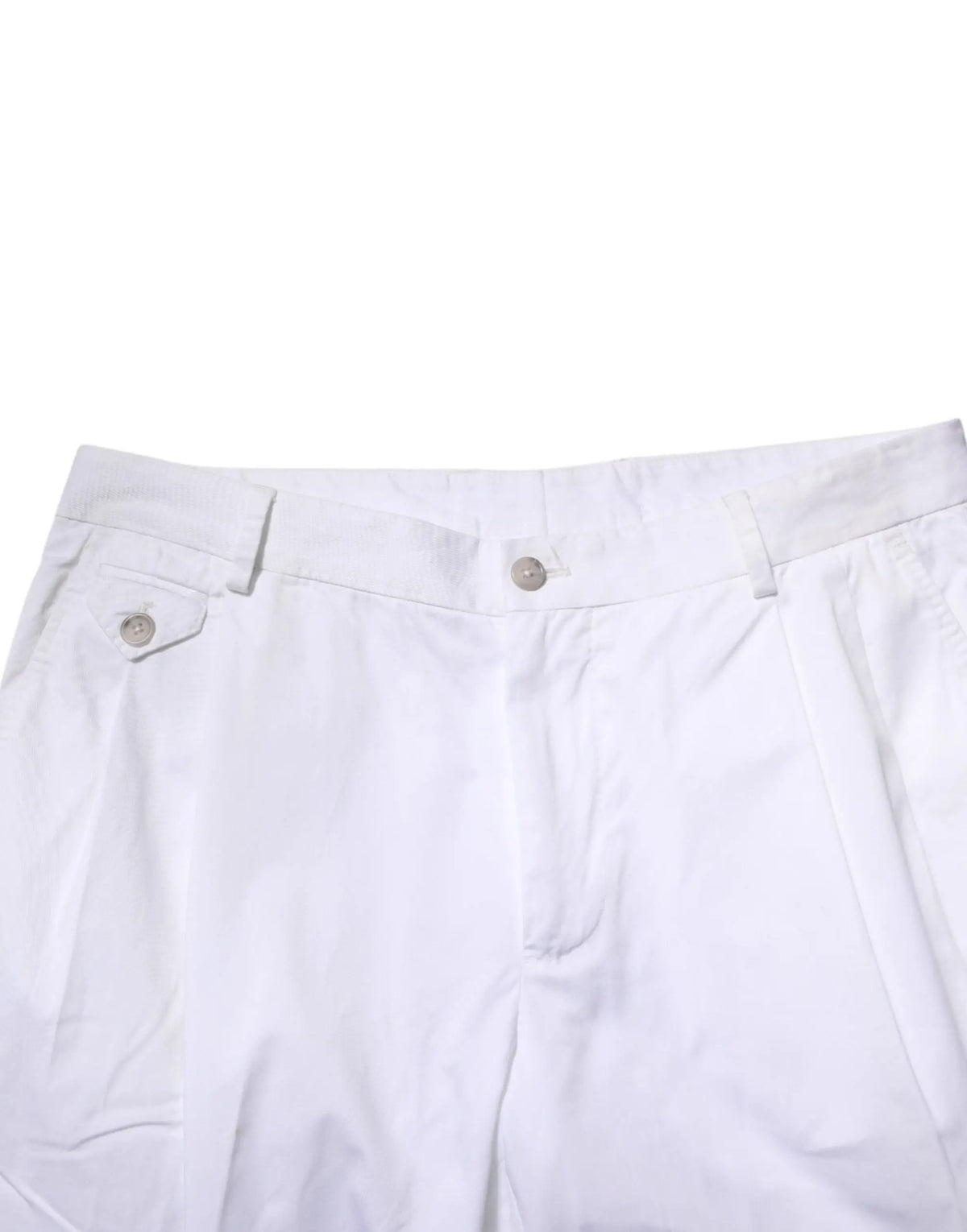 Short blanc plissé dolce gabbana en coton avec boutons subtils design minimaliste formel slim