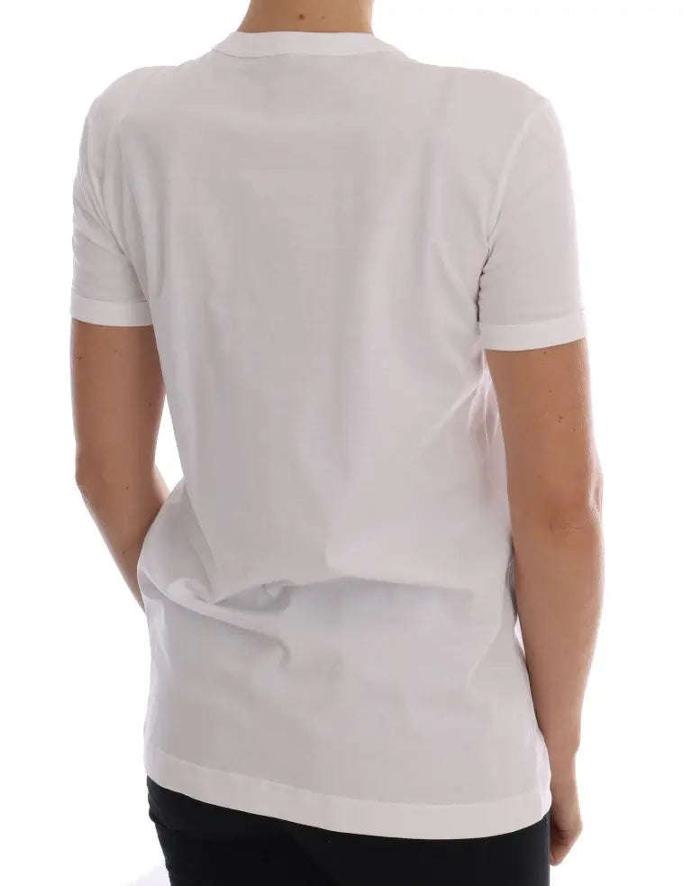 T-shirt blanc en coton dolce & gabbana avec col rond simple et manches courtes style conte de fées