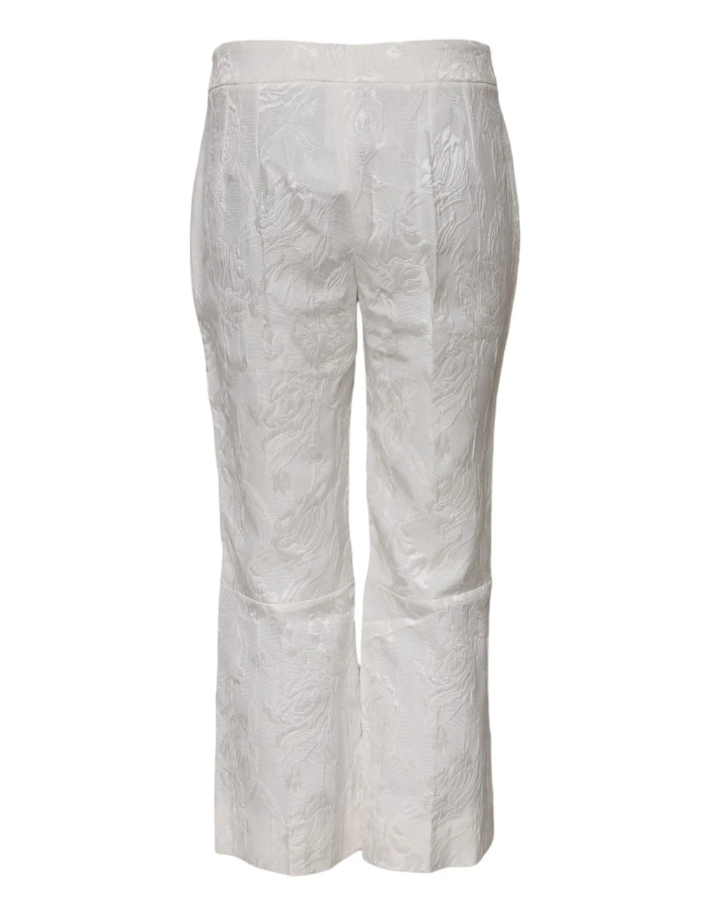 Pantalon dolce & gabbana en coton blanc à motif floral jacquard avec coupe évasée et texture raffinée