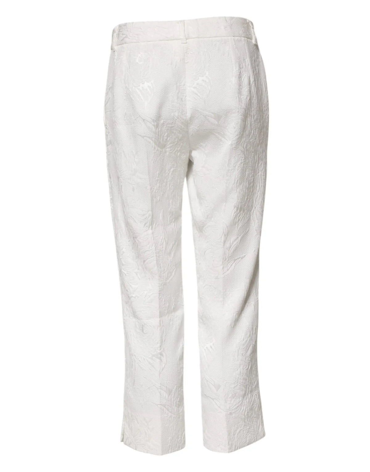 Pantalon court blanc en coton jacquard floral de dolce gabbana avec un motif floral subtil et une texture raffinée