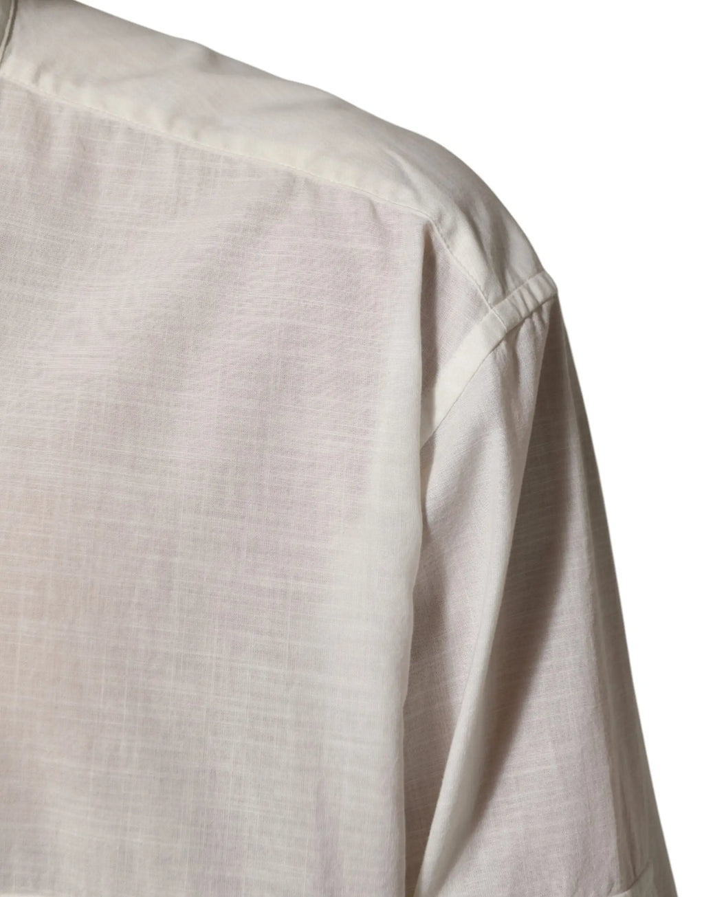 Chemise boutonnée dolce et gabbana blanche en coton avec imprimé floral et col soigné en lin ivoire texturé