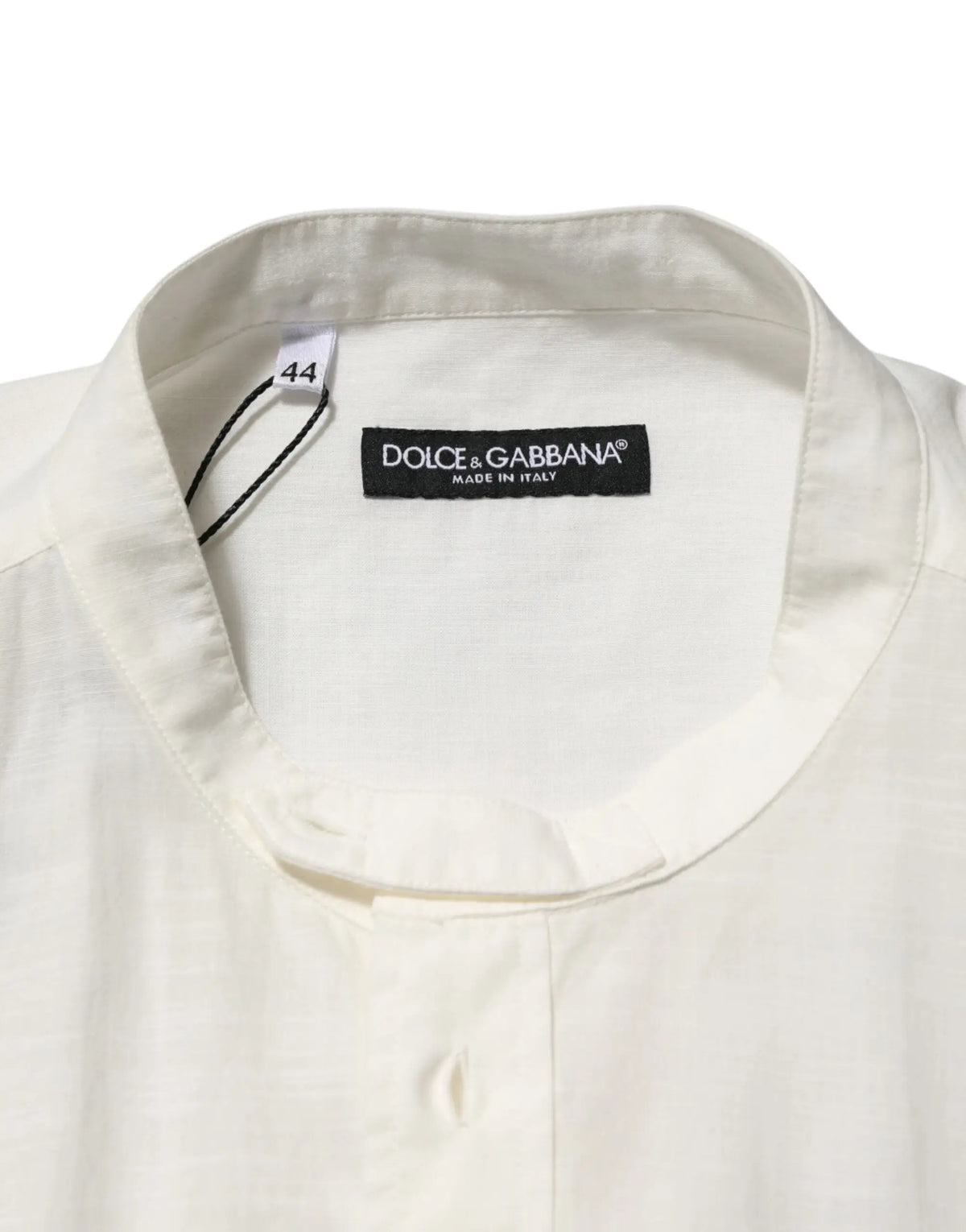 Chemise blanche dolce & gabbana en coton avec col classique et fermeture à boutons en tissu italien floral