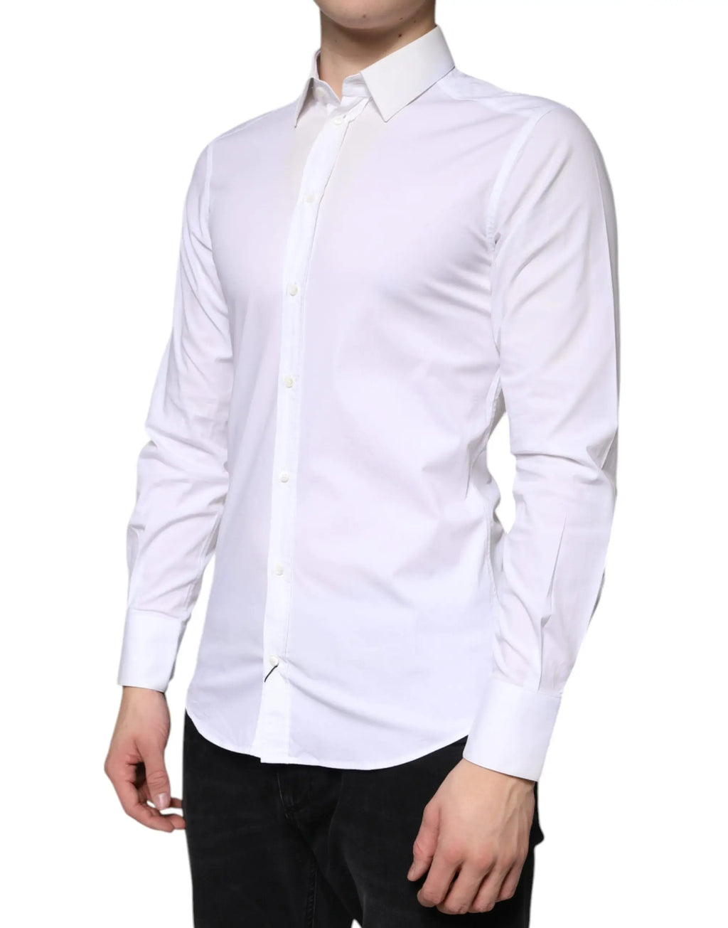 Chemise blanche pour homme dolce & gabbana en coton avec col classique et boutonnage devant pour tenue formelle