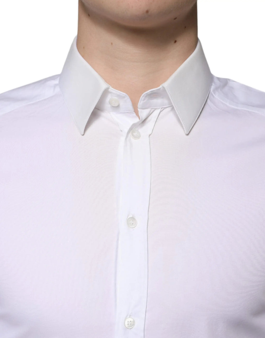 Chemise homme formelle dolce gabbana blanche en coton avec col net et texture subtile